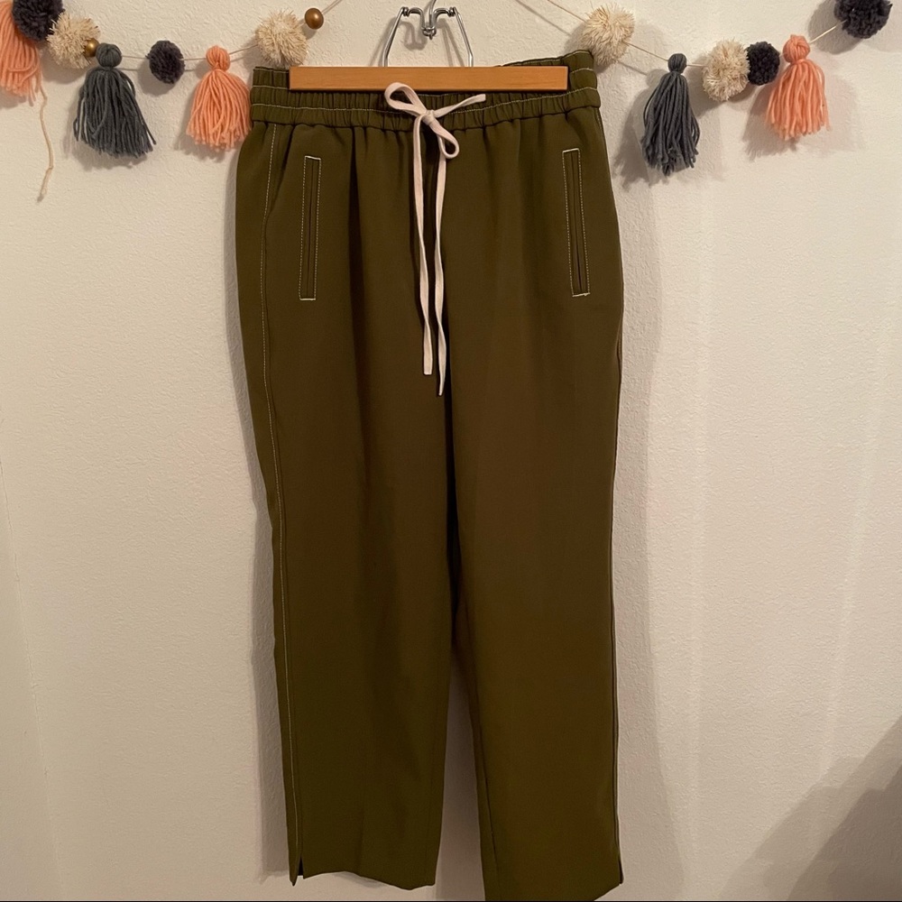 J. Crew  Straight Leg Olive Green Pull On Pants Size Medium